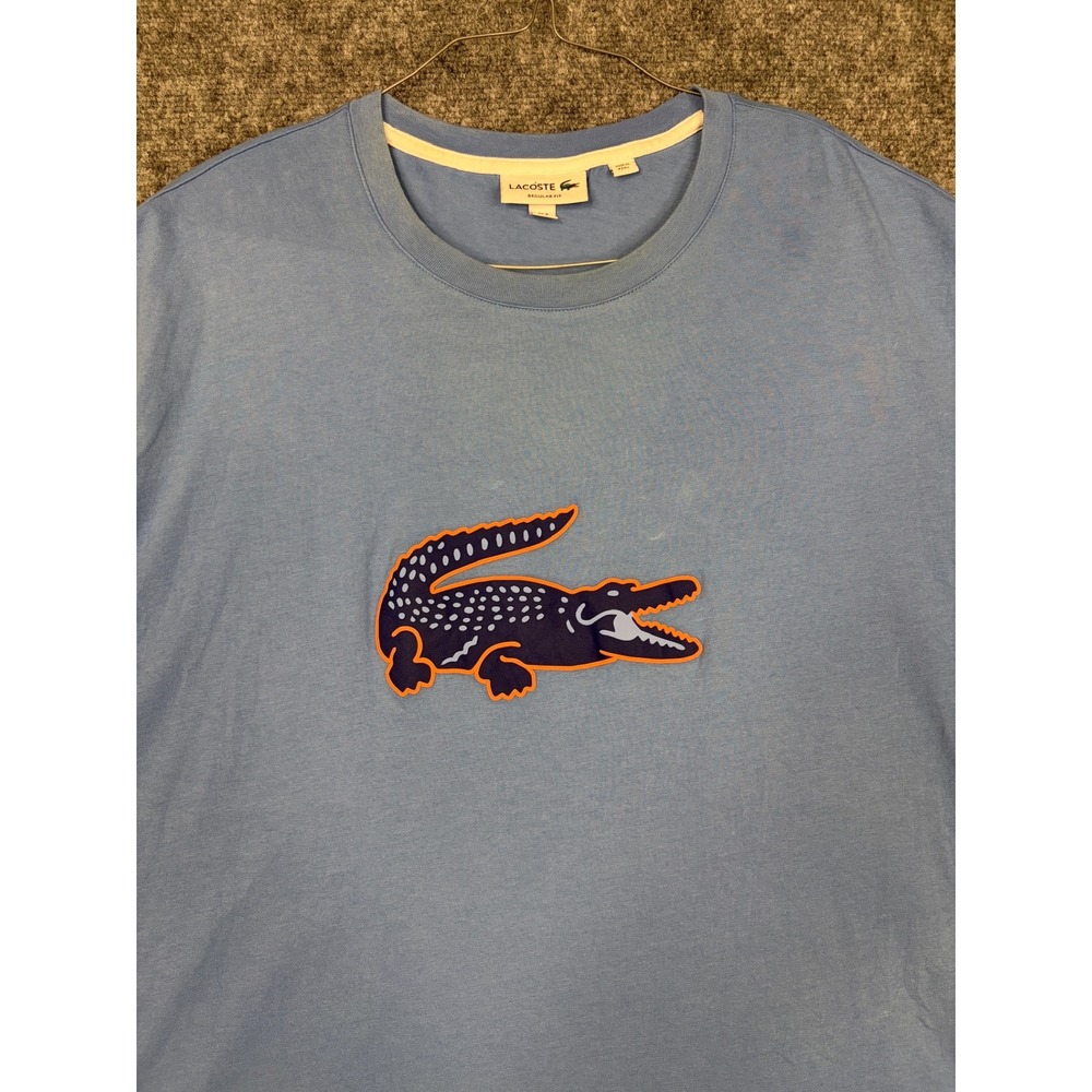 Lacoste Mens Regular Fit Graphic T-Shirt Light Blue US 4XL FR 9 Big Croc Logo